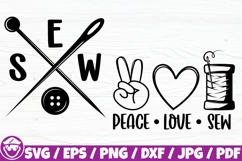 Peace Love Sew, Sew Logo, Needle Sewing Silhouette Product Image 1