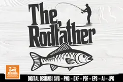 The Rodfather SVG Shirt Design | Funny Fishing Cut File Product Image 1