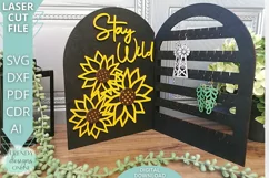 Stay Wild Sunflower Duo Jewelry stand Glowforge Laser cut Product Image 1