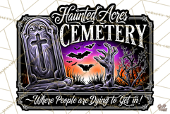 Haunted Acres Cemetery Halloween Sign PNG Graphic Product Image 3