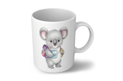 Cute Koala with Backpack Holding Books Watercolor PNG Product Image 5