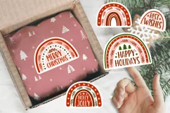 Printable Christmas stickers in PNG/ Christmas rainbow Product Image 3