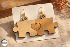 Valentine's Day Puzzle Piece Earrings SVG | Jewelry | Laser Product Image 1