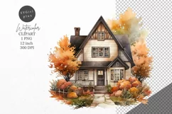 Autumn clipart, Cottage clipart, Fall clipart Product Image 1
