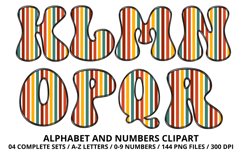 Retro Groovy Alphabert PNG 70s Numbers &amp; Letters 300 DPI Product Image 3