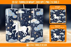 Unicorn Milkyway Tumbler Wrap Designs, Sublimation Wrap Product Image 1