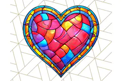 Stained Glass Hearts and Butterflies Clipart PNG Product Image 5