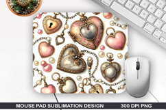 Heart Love Flower Mouse Pad, Valentine Mouse Pad PNG Design Product Image 1