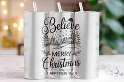Believe Merry Christmas Tumbler Wrap | Christmas Product Image 1