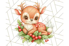 Vintage Christmas Clipart PNG, Cute Animals Holiday Elements Product Image 5