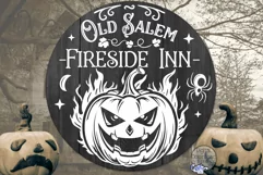 Old Salem Fireside Inn | Round Halloween Svg | Door Hanger Product Image 1