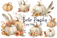 Boho pumpkin illustration Cozy autumn Halloween Spoky season Product Image 1