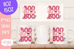 Boo mug wrap sublimation PNG, Pink Halloween mug png Product Image 3