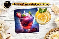 Cocktail Square Coaster sublimation,Cocktail Coaster png Product Image 1