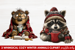 Whimsical Cozy Winter Animals Clipart | Cute Snowy Forest Product Image 1