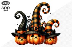 Halloween Cat And Pumpkin Sublimation - Clipart PNG Design Product Image 1