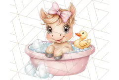 Farm Animal Babies in Bubble Bath PNG, Nursery Clipart Product Image 5