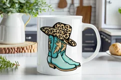 Cowboy boots for sublimation PNG Cowboy hat leopard pattern Product Image 4