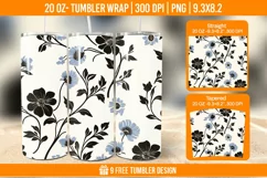 Flowers Tumbler Wrap Designs, Sublimation Wrap Product Image 1