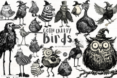Goth Creepy Birds Clipart Product Image 1