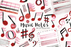 Watercolor Music Notes Clipart Product Image 1