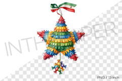 Colorful festive seven pointed star pinata PNG Clipart Product Image 1