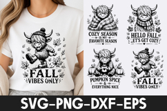 Highland Cow Fall Cozy Pumpkin Spice SVG PNG Product Image 1