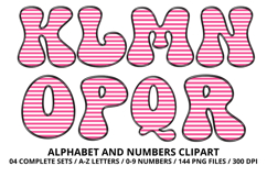 Stripes Alphabet Letters &amp; Numbers Clipart PNG 300DI Product Image 3