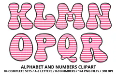 Stripes Alphabet Letters & Numbers Clipart PNG 300DI Product Image 3