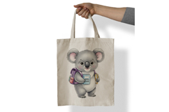 Cute Koala with Backpack Holding Books Watercolor PNG Product Image 6