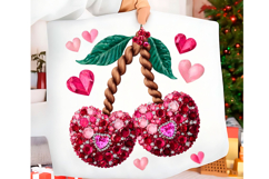 Valentine Cherry Bow Crochet Faux Yarn Product Image 1