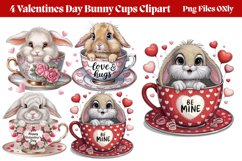 Valentines Day Bunny Cups Clipart PNG Product Image 1