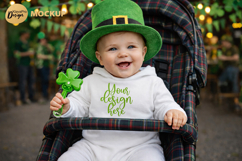St Patrick Day Baby Bodysuit Mockup Irish Holiday PNG JPG Product Image 1