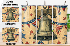 4th Of July Liberty Bell Seamless Tumbler Wrap - 3D Historic Product Image 1