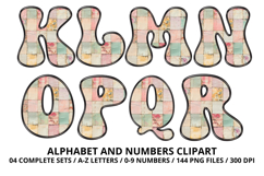 Pastel Patchwork Alphabet Numbers PNG Doodle Letters Clipart Product Image 3