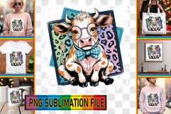 Joyful Sublimation TSHIRT Art, Cute Cow Product Image 1
