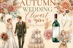 Autumn Wedding Clipart PNG Bundle | Watercolor Fall Wedding Product Image 1