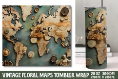Vintage Floral Maps Tumbler Wrap Product Image 1