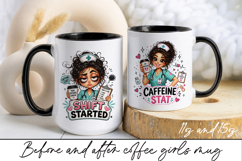 Before and After Coffee Girl Mug Wrap Sublimation Product Image 1