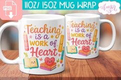 BUNDLE Cute Teacher mug Wraps PNG, cute school mugs template Product Image 6