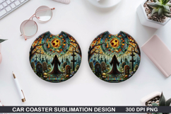 Car coaster sublimation, Halloween Coaster PNG Product Image 1