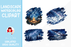 4 Galaxy Night Watercolor Landscapes Product Image 1
