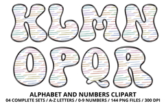 Watercolor Stripes Doodle Alphabet PNG Retro Letters 300 DPI Product Image 3