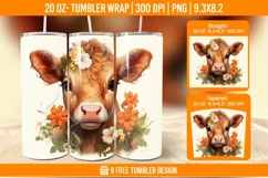 3D Highland Cow Tumbler Designs, Sublimation Wrap Product Image 1