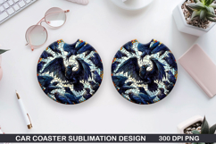 Crows Car Coaster Sublimation| Crows Coaster PNG Design Product Image 1