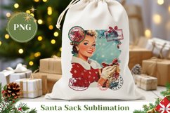 Vintage Christmas Woman Santa Sack, Christmas Gift Bag Product Image 1