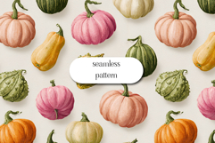 Autumn Pumpkins Watercolor Seamless Pattern Product Image 1