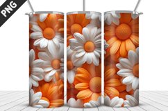 3D Daisy Flowers 20oz Tumbler Wrap | Sublimation Design Product Image 1