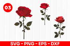 Red Rose Flower Romantic Design SVG PNG Product Image 1