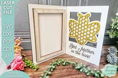 Best Mother in the Hive Photo Frame Glowforge Laser cut svg Product Image 1